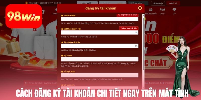 Cách đăng ký tài khoản chi tiết ngay trên máy tính